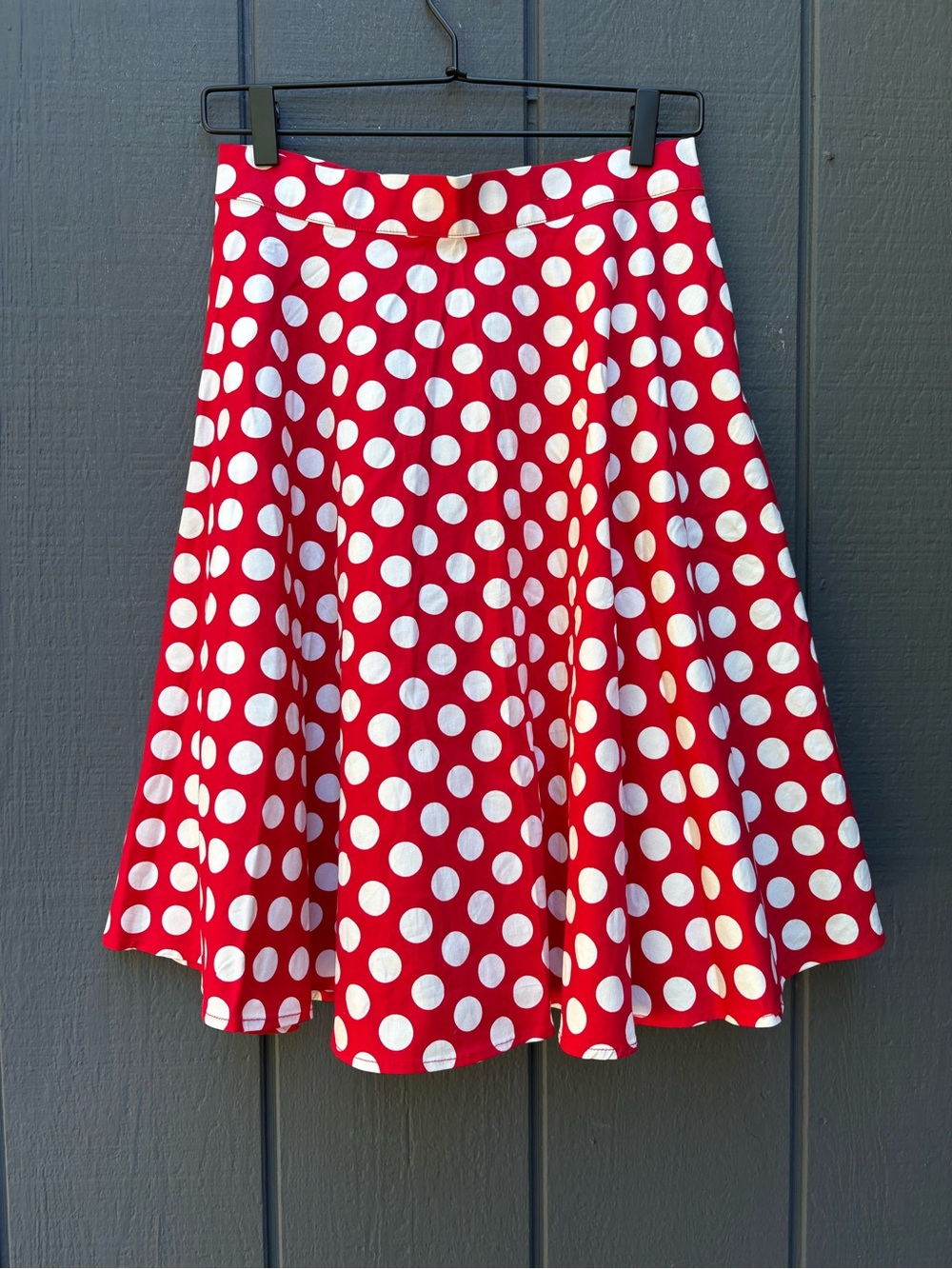 Red Polka Dot A-Line Skirt - Classic Retro Style Sz S